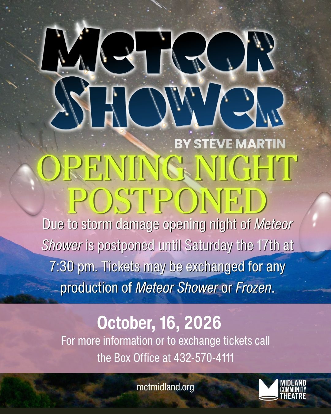 Opening Night Postponed